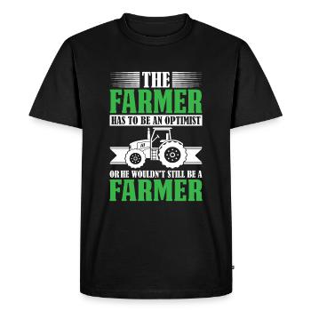 L’agriculteur doit être optimiste - agriculteur - T-shirt Premium bio Homme - noir - Devant - Nico (187cm)