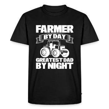 Agriculteur le jour, meilleur père la nuit - T-shirt Premium bio Homme - noir - Devant - Nico (187cm)
