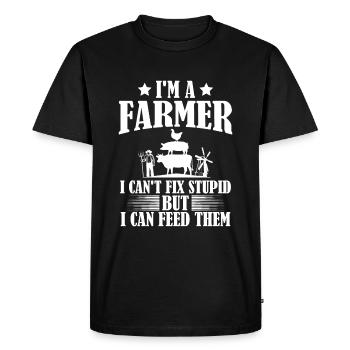 Je suis agriculteur, je ne peux pas guérir la stupidité - T-shirt Premium bio Homme - noir - Devant - Nico (187cm)