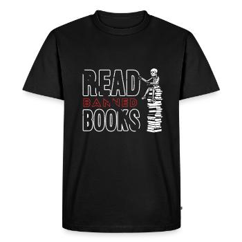 J’ai lu un livre interdit amoureux squelette lecture lire - T-shirt Premium bio Homme - noir - Devant - Nico (187cm)