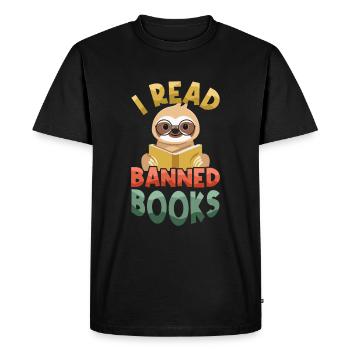 Je lis un livre interdit paresseux l’amateur de livres lire - T-shirt Premium bio Homme - noir - Devant - Nico (187cm)