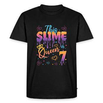 Age 7 Year Old Kids Slime Lover This Slime Girl - Men's Premium Organic T-Shirt - black - Front - Nico (187cm)