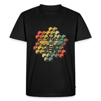 Apiculture de la ruche Apiculteur de miel Abeille vintage - T-shirt Premium bio Homme - noir - Devant - Nico (187cm)
