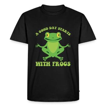 A good day starts with frogs - Men's Premium Organic T-Shirt - black - Front - Nico (187cm)