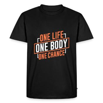 Une vie, un corps, une opportunité - T-shirt Premium bio Homme - noir - Devant - Nico (187cm)