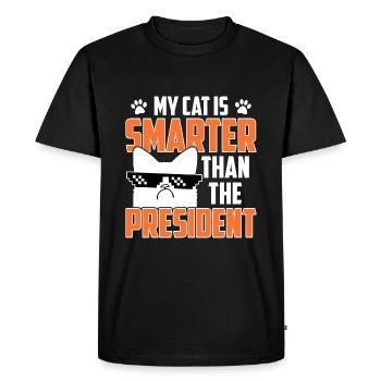 Mon chat est plus intelligent que le président - T-shirt Premium bio Homme - noir - Devant - Nico (187cm)