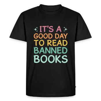 Jour Lire Livre interdit Drôle de livre Amateur de livres Lire - T-shirt Premium bio Homme - noir - Devant - Nico (187cm)
