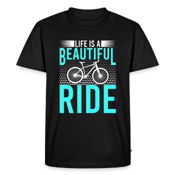 La vie est une belle balade - T-shirt Premium bio Homme - noir - Devant - Nico (187cm)