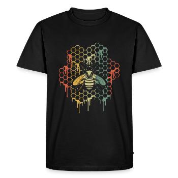 Ruche Apiculture Apiculteur Abeille Rétro Abeille - T-shirt Premium bio Homme - noir - Devant - Nico (187cm)