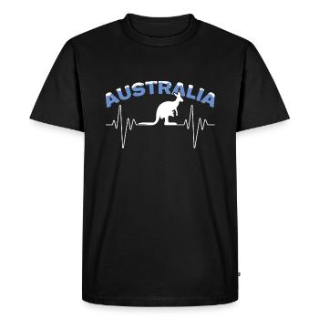 Kangourou Heartbeat Australia Day Australian - T-shirt Premium bio Homme - noir - Devant - Nico (187cm)