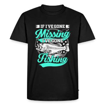 Quand j’ai disparu, je suis allé pêcher - T-shirt Premium bio Homme - noir - Devant - Nico (187cm)