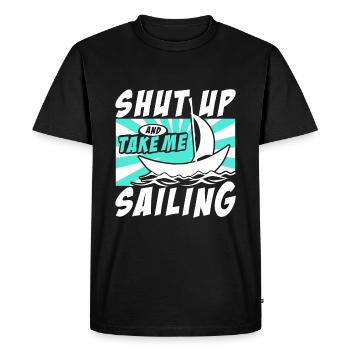 Tais-toi et emmène-moi naviguer - T-shirt Premium bio Homme - noir - Devant - Nico (187cm)
