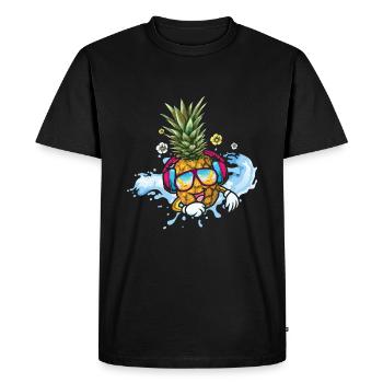 Funny Pineapple Swim Surfing Surf Hello Summer - Men's Premium Organic T-Shirt - black - Front - Nico (187cm)