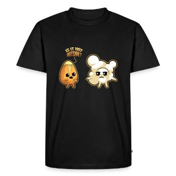 Funny Popcorn Hot Outside Hello Summer - Men's Premium Organic T-Shirt - black - Front - Nico (187cm)