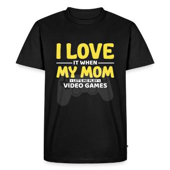 J’adore quand ma mère joue à des jeux vidéo - T-shirt Premium bio Homme - noir - Devant - Nico (187cm)