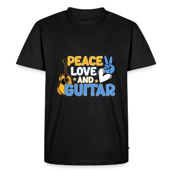 Paix, Amour et Guitare - T-shirt Premium bio Homme - noir - Devant - Nico (187cm)