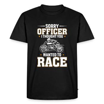 Sorry Officer, I thought we were racing - Men's Premium Organic T-Shirt - black - Front - Nico (187cm)
