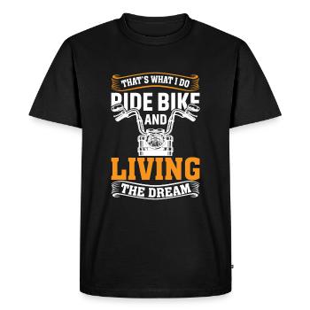 C’est ce que je fais, faire de la moto et vivre - T-shirt Premium bio Homme - noir - Devant - Nico (187cm)