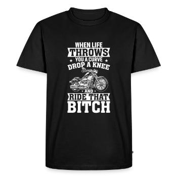 Quand la vie vous coince - Moto - T-shirt Premium bio Homme - noir - Devant - Nico (187cm)