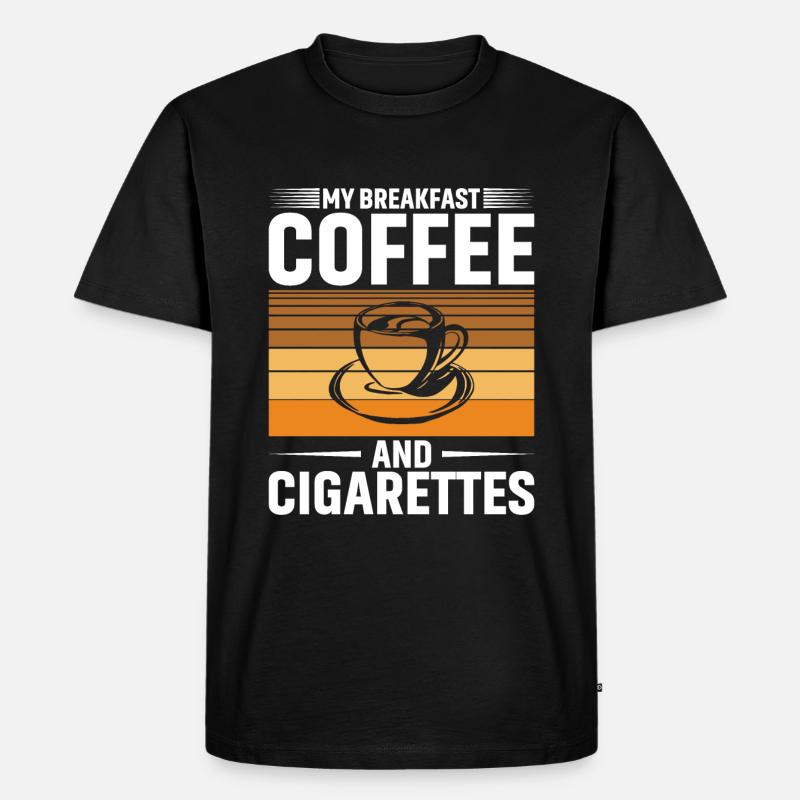 Mein Frühstück: Kaffee Und Zigaretten - Männer Premium Bio T-Shirt - Schwarz