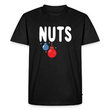 Drôle de noix suspendues Vacances Décembre Noël - T-shirt Premium bio Homme - noir - Devant - Nico (187cm)