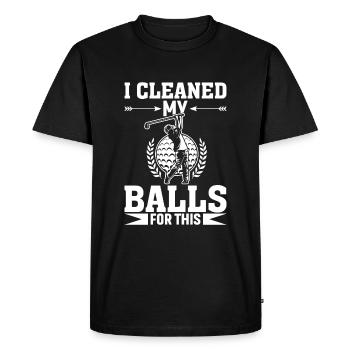 J’ai nettoyé mes couilles pour ça - T-shirt Premium bio Homme - noir - Devant - Nico (187cm)