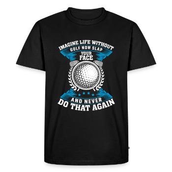 Imaginez une vie sans golf - T-shirt Premium bio Homme - noir - Devant - Nico (187cm)