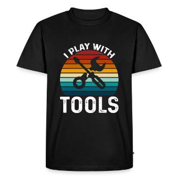 I play with tools - Men's Premium Organic T-Shirt - black - Front - Nico (187cm)