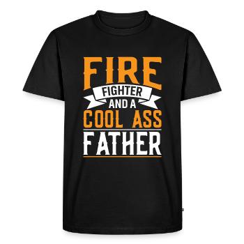 Pompier et papa cool - T-shirt Premium bio Homme - noir - Devant - Nico (187cm)