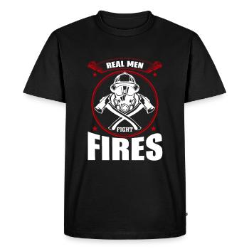 Real men fighting fires - Men's Premium Organic T-Shirt - black - Front - Nico (187cm)