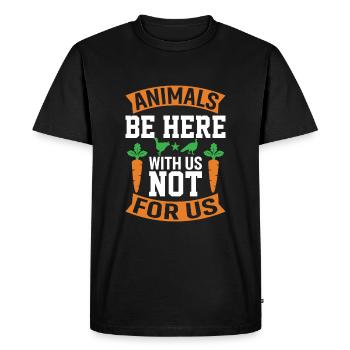 Animals are with us here not for us - Men's Premium Organic T-Shirt - black - Front - Nico (187cm)