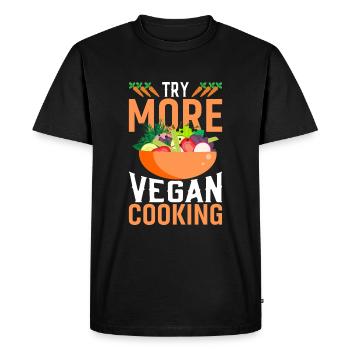 Essayez plus de cuisine végétalienne - T-shirt Premium bio Homme - noir - Devant - Nico (187cm)