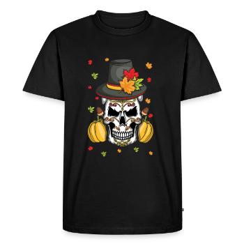 Cool Fall Autumn Pumpkin Muertos Day Of Dead - Men's Premium Organic T-Shirt - black - Front - Nico (187cm)
