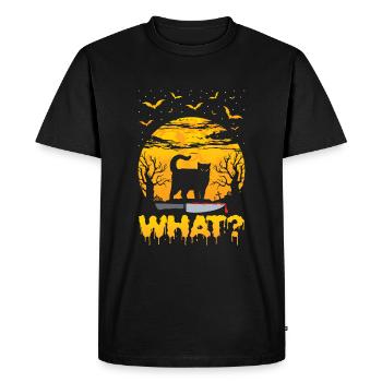 Drôle quel chat effrayant effrayant Halloween - T-shirt Premium bio Homme - noir - Devant - Nico (187cm)
