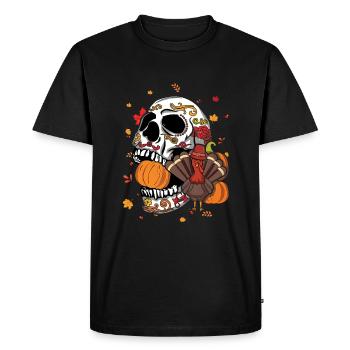 Fall Autumn Pumpkin Muertos Day Of Dead Turkey - Men's Premium Organic T-Shirt - black - Front - Nico (187cm)