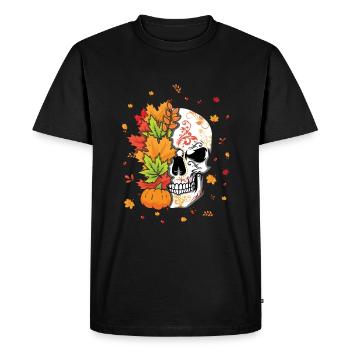 Fall Autumn Pumpkin Muertos Day Of Dead Maple - Men's Premium Organic T-Shirt - black - Front - Nico (187cm)