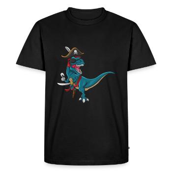 Cool Dinosaur Jolly Pirate Decor Lazy Halloween - Men's Premium Organic T-Shirt - black - Front - Nico (187cm)