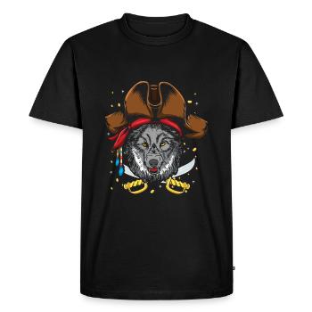 Wolf Dog Jolly Pirate Decor Lazy Halloween - Men's Premium Organic T-Shirt - black - Front - Nico (187cm)