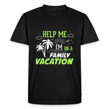Aide Je suis en vacances en famille - T-shirt Premium bio Homme - noir - Devant - Nico (187cm)