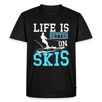 Life is better on water skis - Men's Premium Organic T-Shirt - black - Front - Nico (187cm)