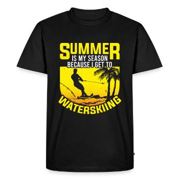 Summer is my season: water skiing - Men's Premium Organic T-Shirt - black - Front - Nico (187cm)