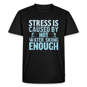 Stress is caused by little water skiing - Men's Premium Organic T-Shirt - black - Front - Nico (187cm)