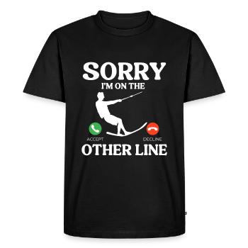 Sorry, I'm on the other line - Men's Premium Organic T-Shirt - black - Front - Nico (187cm)