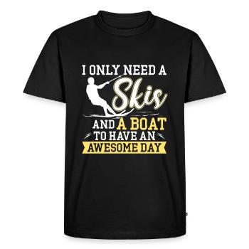 All I need is skis and a boat - Men's Premium Organic T-Shirt - black - Front - Nico (187cm)