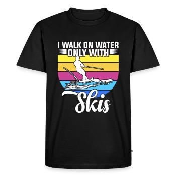 Je marche sur l’eau uniquement avec des skis - T-shirt Premium bio Homme - noir - Devant - Nico (187cm)