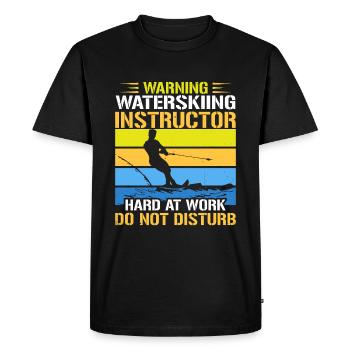 Warning: Water ski instructors hard at work - Men's Premium Organic T-Shirt - black - Front - Nico (187cm)