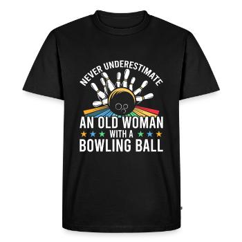 Ne sous-estimez jamais une vieille femme avec - T-shirt Premium bio Homme - noir - Devant - Nico (187cm)