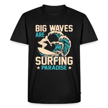 Les grosses vagues sont le paradis des surfeurs - T-shirt Premium bio Homme - noir - Devant - Nico (187cm)