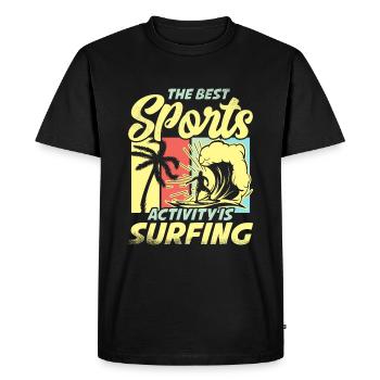 La meilleure activité sportive est le surf - T-shirt Premium bio Homme - noir - Devant - Nico (187cm)