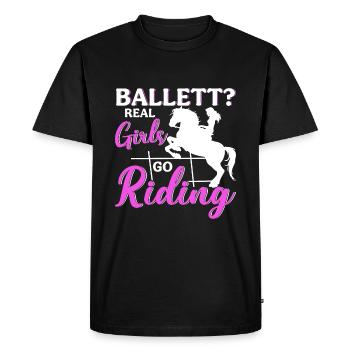 Ballet? De vraies filles font de l’équitation - T-shirt Premium bio Homme - noir - Devant - Nico (187cm)